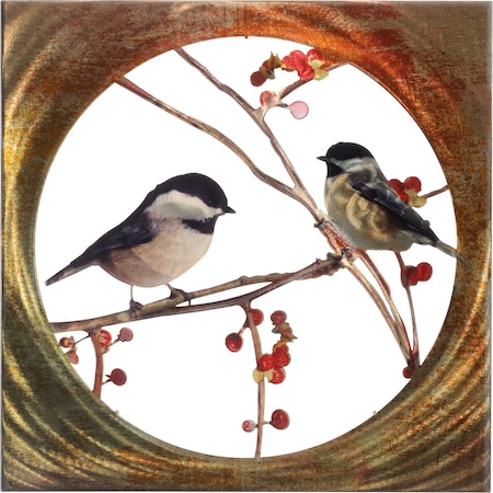 Chickadees Scene Metal Wall Art